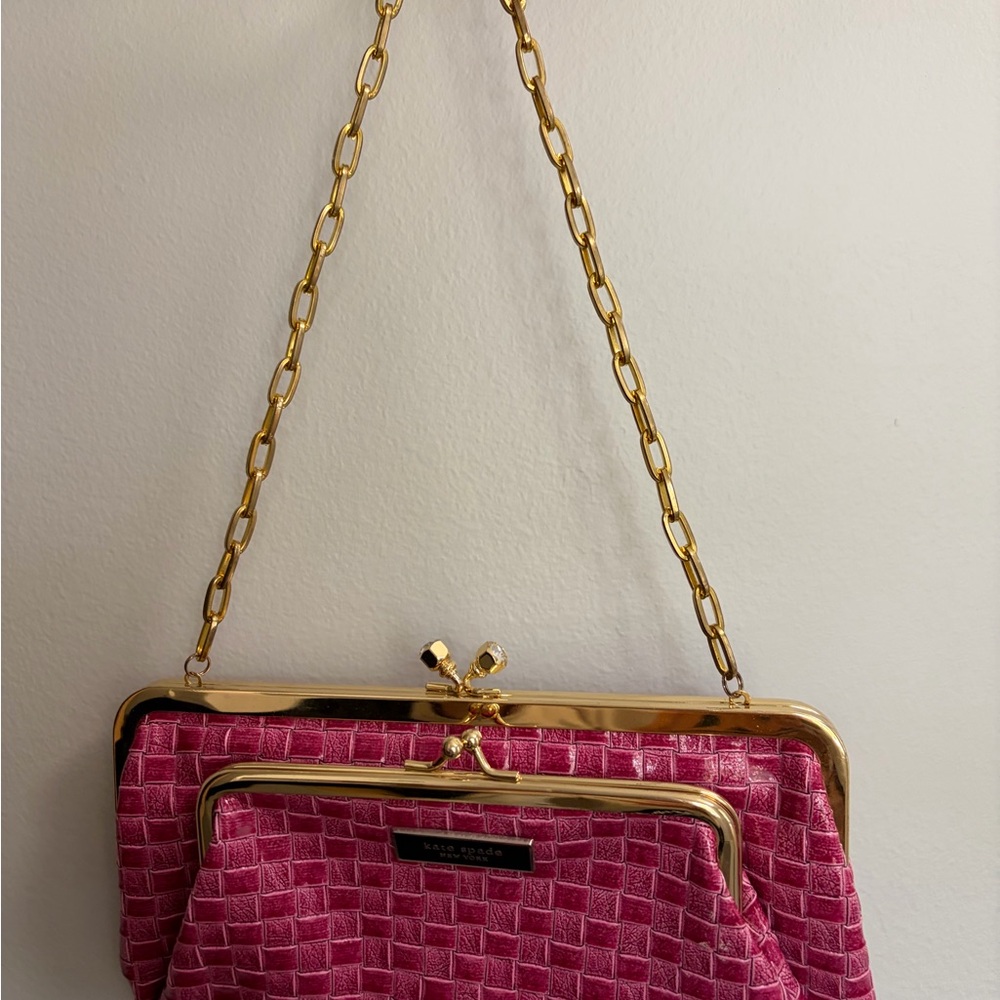 Kate Spade Pink Clutch with Gold Accents